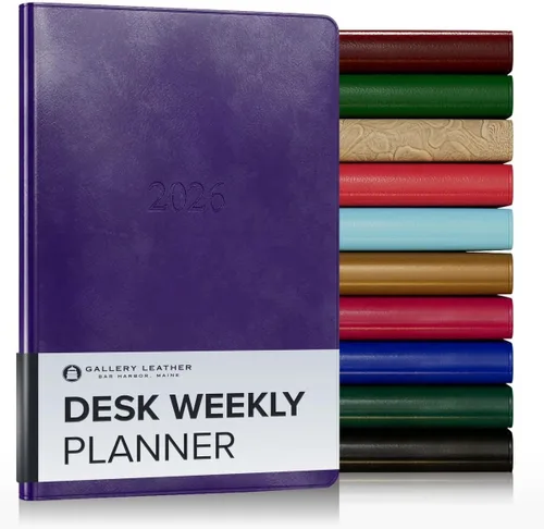 Vista 112 de Gallery Leather Planificador Semanal y Mensual Grande 2025-2026, Calendario Planificador y Cuaderno Elegantemente Encuadernado con Elegantes Bordes