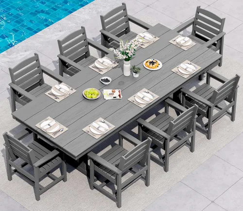 Vista 27 de SERWALL Outdoor 84" HDPE Rectangular Dining Table for 6-8,All-Weather,Aruba