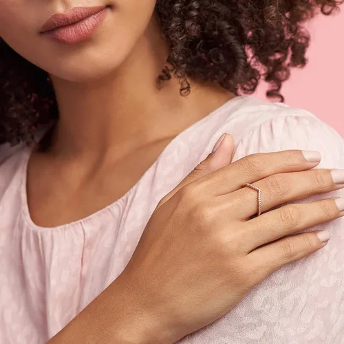 Vista 3 de PANDORA Jewelry - Anillo de circonita cúbica brillante en rosa, Metal, Zirconia cúbica