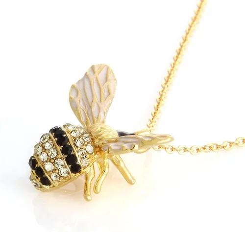 Vista 2 de Collar de abejorro de cristal chapado en oro de 14 quilates, collar de abeja para mujer