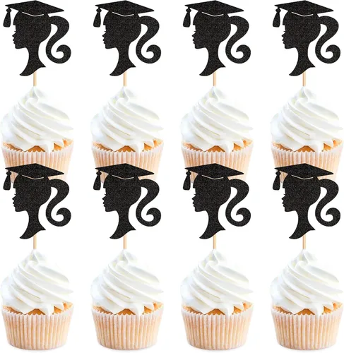 Vista 13 de 24 adornos para cupcakes de graduación 2026, selecciones de alimentos/aperitivos para fiesta de graduación, decoración de mini pasteles, adornos