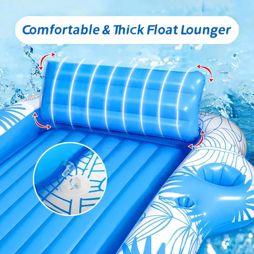 Vista 4 de Inflatable Pool Lounger for Adults, Extra Large Blow Up Tanning Pool Bed, Sunbathing Floating Raft, Portable Suntan Tub Floaties for Beach, Pool &