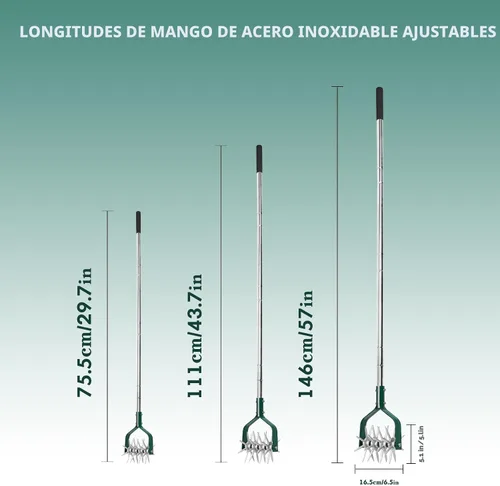Vista 5 de YEELOR Herramienta de jardín de cultivador rotativo con engranajes de aluminio duraderos Manual Tiller, 57″ long handle, loosens soil, mixes in