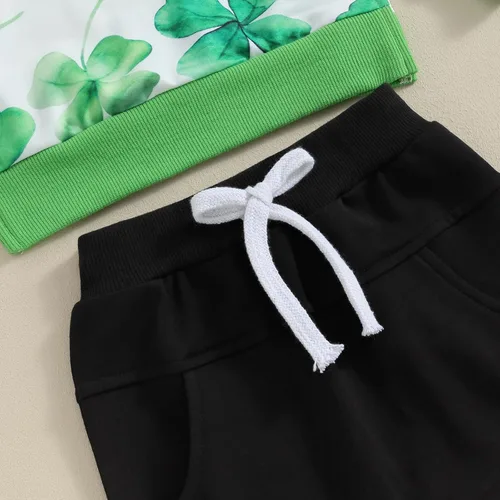 Vista 6 de Ropa para el día de San Valentín para bebé, sudadera de manga larga con letras, pantalones deportivos elásticos para otoño e invierno