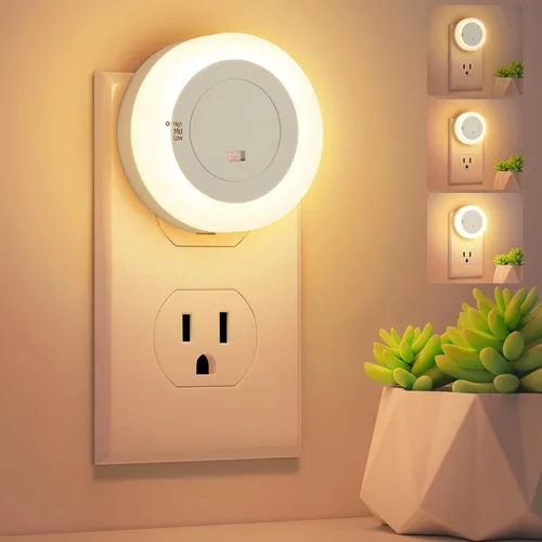 Vista 6 de FOLKSMATE - Luz nocturna LED, luz nocturna regulable con sensor de atardecer a amanecer para enchufe, para baño, dormitorio, habitación de adultos