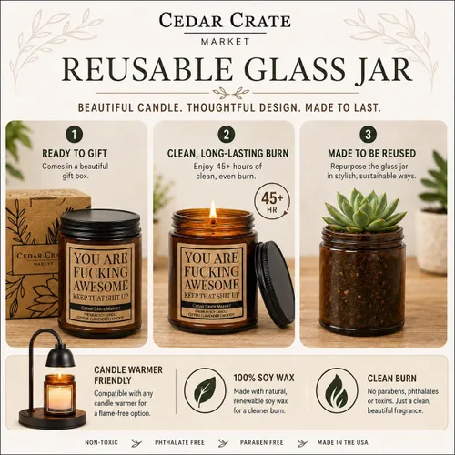 Vista 8 de Cedar Crate Market - Vela You are Fucking Awesome (You are Fucking Awome), divertido regalo de aliento para amigos, compañeros de trabajo, familia