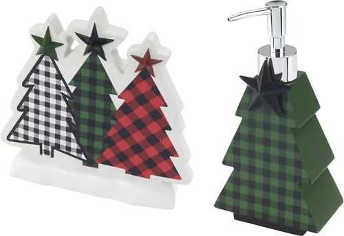 Vista 6 de Avanti Linens - Dispensador de loción, accesorios de resina para encimera, decoraciones navideñas (Colección Tis The Season)