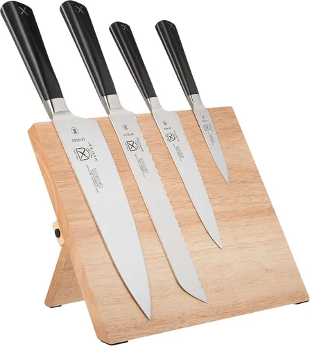 Vista 7 de Mercer Culinary Züm - Juego de cuchillos forjados con tablero magnético de 5 piezas, acacia