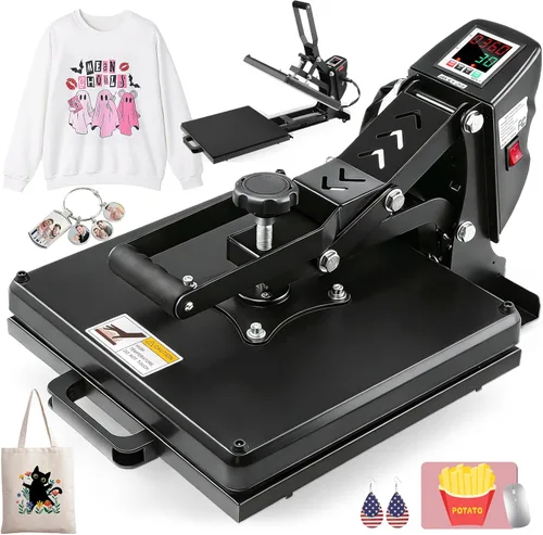 Vista 12 de Whubefy - Máquina de prensa de calor de 15 x 15 con deslizamiento, máquina de prensa de calor digital con concha para impresoras de camisetas