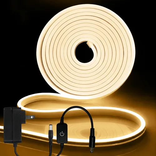 Vista 13 de iNextStation Blue LED Light Strip, 16.4ft/5m 12V Silicone Flexible Neon Rope Lights, IP65 Waterproof Cuttable LED Strip Lights for Gaming Room