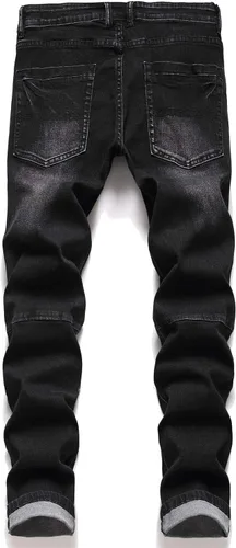 Vista 2 de AITITIA Jeans elásticos de ajuste regular rasgados para hombre