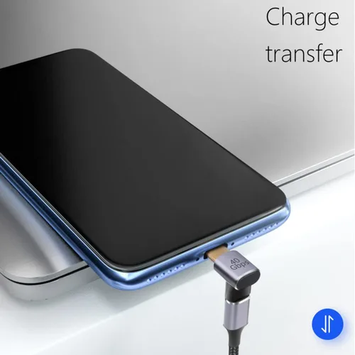 Vista 3 de Adaptador USB-C macho a USB-C hembra de 90 grados, 1 paquete de tipo C hacia arriba y hacia abajo en ángulo recto de 40 Gbps PD 100 W extensor