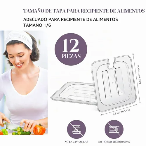 Vista 2 de 12 piezas de 1/6 tamaño tapa de sartén de alimentos de policarbonato
