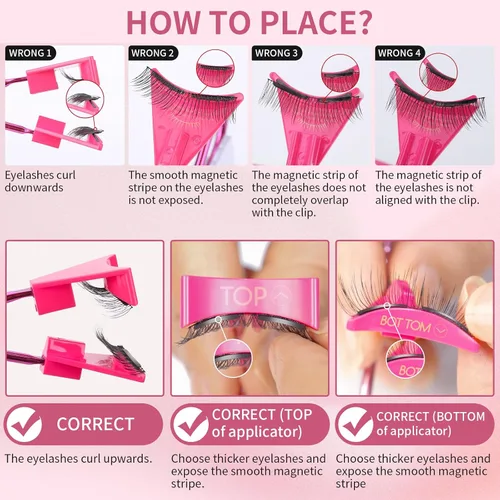 Vista 5 de Pestañas magnéticas dobles, pestañas magnéticas sin delineador de ojos 4D aspecto natural, reutilizables, fáciles de usar, pestañas postizas