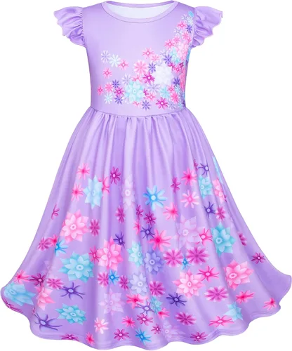 Vista 4 de Encanto Mirabel Isabella - Vestido de disfraz para niñas cumpleaños Halloween con accesorios Azul verde