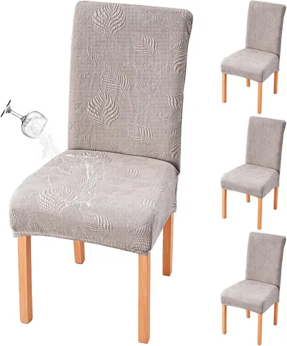 Vista 43 de Genina - Juego de 2 fundas impermeables para sillas de comedor, fundas para sillas de cocina, color beige