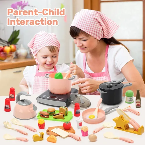 Vista 8 de CUTE STONE Juguetes para fregadero de cocina que cambian de color con agua corriente, juego de juguetes de cocina para niños con ollas y sartenes