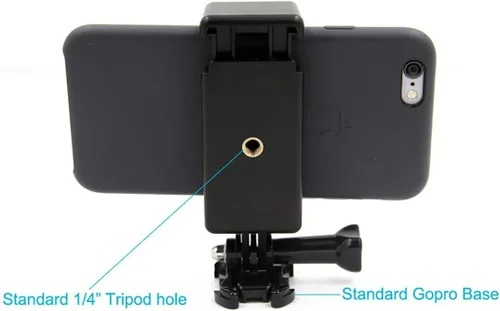 Vista 3 de Octo Mount Soporte universal para teléfono inteligente con accesorio de montaje estilo GoPro para cualquier teléfono celular. Conecta tu teléfono