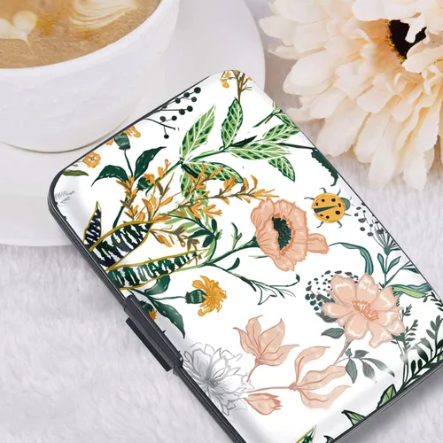 Vista 6 de Mini tarjetero para mujeres u hombres, bloqueo RFID, funda rígida para tarjetas de identificación, cartera de viaje