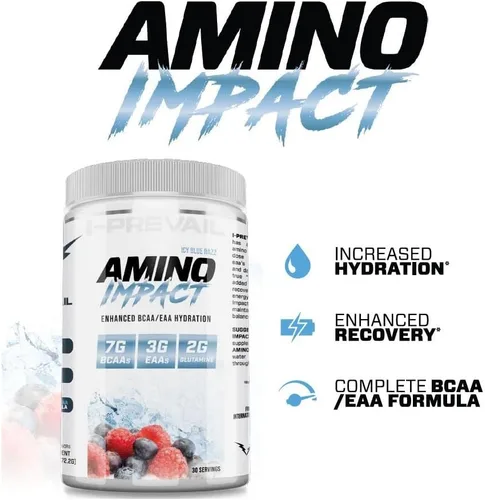 Vista 4 de Amino Impact BCAA - Fórmula mejorada de recuperación de hidratación y resistencia EAA apta para dieta cetogénica, 0.25 oz BCAA's - 0.11 oz EAA Plus