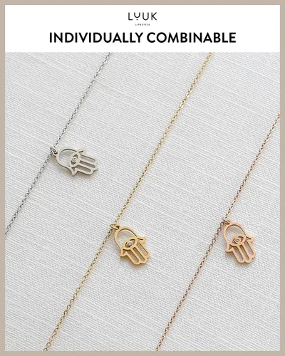 Vista 6 de LUUK LIFESTYLE Collares de acero inoxidable para mujer con colgante, tarjeta de joyería de moda con frase de felicidad, amuleto de la suerte, regalo