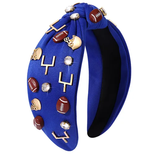 Vista 8 de Diadema de fútbol para mujer, accesorios de fútbol con cuentas de diamantes de imitación, diadema anudada con cristales adornados para el día
