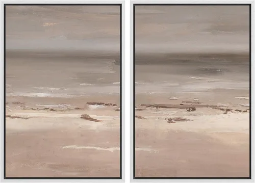 Vista 12 de Ashbrook - Set de arte de pared en lienzo enmarcado, tonos orgánicos de la tierra en beige y marrón con ilustraciones de trazos circulares, arte
