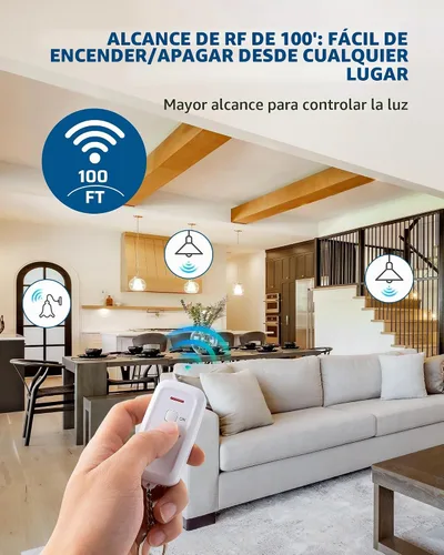 Vista 4 de DEWENWILS - Enchufe de luz inalámbrico con control remoto con interruptor, no necesita cableado