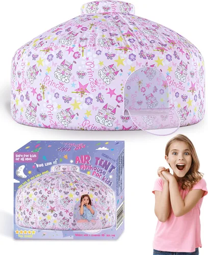 Vista 8 de Tienda de campaña de aire para niños con puerta, carpas para niños pequeños de interior 77 x 50 in - AstroDome Inflates in 30 Sec, Breathable