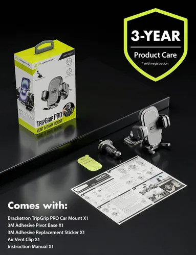 Vista 8 de Bracketron TripGrip PRO Soporte para teléfono de coche, ventilación y salpicadero, un botón TripGrip PRO suction cup phone holder with secure vent