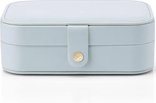 Vista 9 de Vlando Organizador de joyas de viaje pequeño para aretes collar anillo organizador de joyas portátil de viaje de doble capa para mujeres y niñas