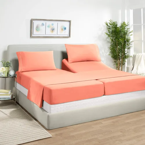 Vista 45 de Juego de sábanas de lujo Juego de cama de lujo, bolsillo extra profundo Juego de sábanas ajustable, sábana de arriba y 2 fundas de almohada, ropa