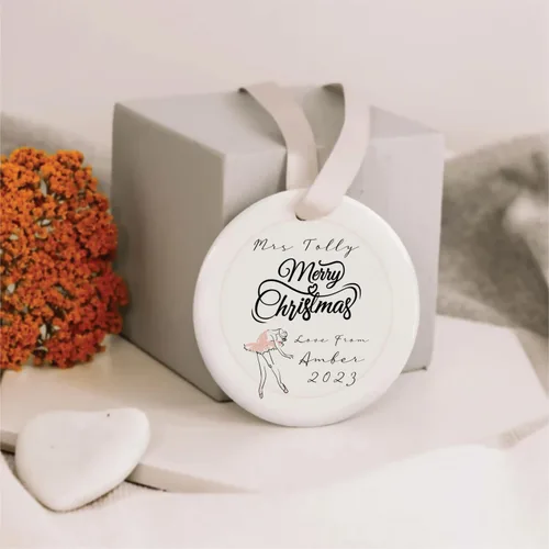 Vista 4 de Adorno con nombre personalizado, bailarina de ballet de Navidad, adorno personalizado para amantes del ballet, adornos de Navidad de ballerina