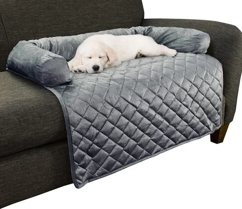 Vista 9 de Funda para sofá para perros - Protector de muebles para mascotas de 35x35 con refuerzo de espuma de memoria en el cuello, tela acolchada y capa base