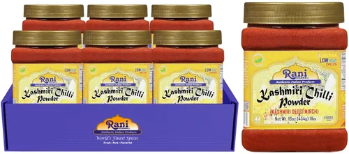Vista 10 de Rani Kashmiri - Chile en polvo (Deggi Mirch, bajo calor) Especia india molida 25lbs (11.36kg) Caja a granel ~ 100% natural Sin sal Vegano Sin