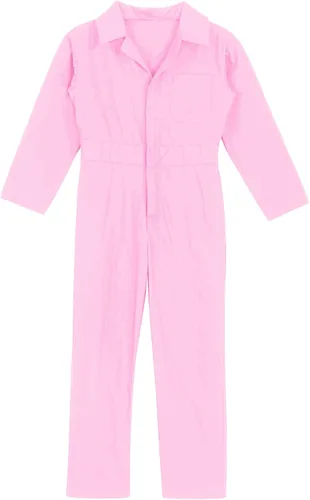 Vista 3 de WinChang Disfraz de mecánico de moda para niños y niñas, con cremallera frontal, traje de caldera, traje de vuelo
