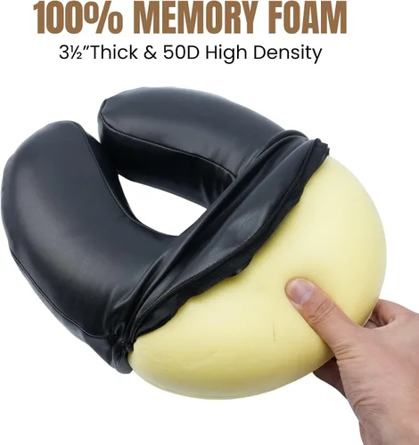 Vista 4 de Cuna de masaje facial con cojín para mesa de masaje y reposacabezas Se adapta a la mayoría de mesas de masaje, espuma viscoelástica, ajustable