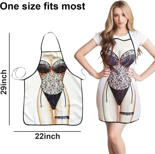 Vista 2 de HAKSEN Delantales divertidos para hombres, delantal de broma para asar para hombres y mujeres, delantal de cocina para la cocina, al aire libre