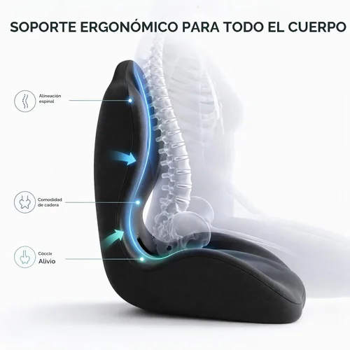 Vista 4 de Cojín de asiento ergonómico con soporte lumbar, espuma Gris oscuro + gris claro
