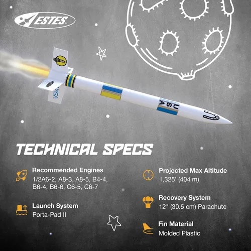 Vista 5 de Estes Kit genérico de construcción de cohetes E2X 2008, kit de modelo de cohete volador personalizable para principiantes a partir de 10 años