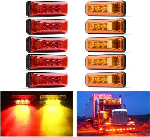 Vista 8 de Nilight 2 piezas de 3.9 pulgadas de luces indicadoras laterales delanteras y traseras, 3 luces LED ámbar, lámpara de clearance, sellada e Ámbar 2