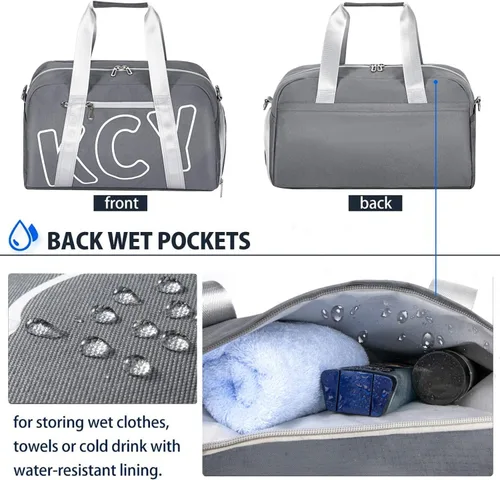 Vista 4 de Bolsa de gimnasio deportiva con bolsillo para ropa húmeda y compartimento para zapatos para mujeres y hombres, pequeña bolsa deportiva para yoga