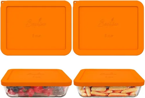 Vista 9 de Sophico Tapa de almacenamiento rectangular de silicona para 6 tazas de repuesto para cuencos de vidrio Pyrex 7211-PC, recipiente no incluido (MIX)