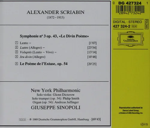 Vista 2 de Alexander Scriabin Symphony No. 3 "Le Divin Poème" Le Poème de l'Extase - New York Philharmonic Giuseppe Sinopoli