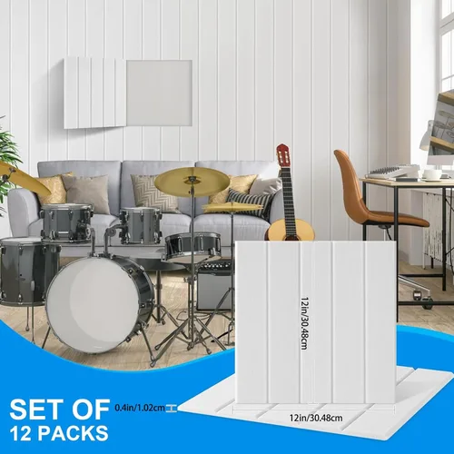 Vista 6 de 12 paneles de pared absorbentes de sonido, textura de poliéster, paneles de espuma insonorizada para dormitorios y salas de música