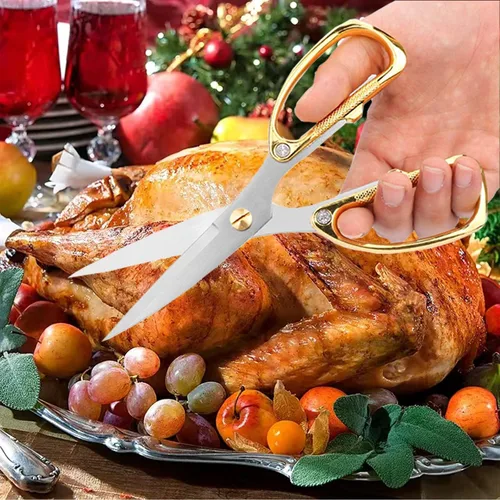 Vista 7 de Tijeras de cocina premium, paquete de 2 tijeras resistentes para aves de corral y carne, tijeras de hueso para cocinar