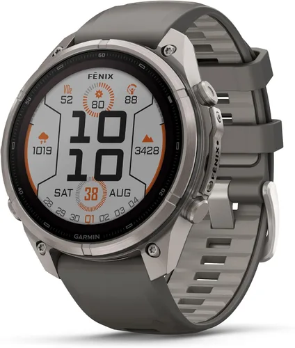 Vista 23 de Garmin fēnix® 9 Pro, titanio, 1.850 in, naranja otoño/naranja chispa