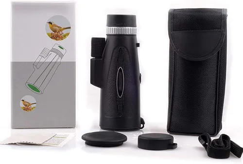 Vista 4 de Telescopio monocular, telescopio monocular de 12 x 50, compacto monocular HD de alta potencia con adaptador para teléfono inteligente y trípode
