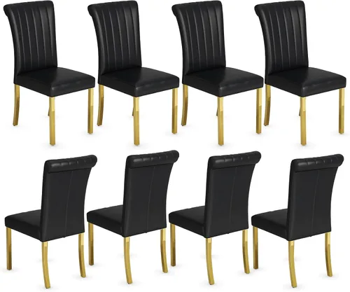 Vista 18 de Asday Upholstered Dining Chairs Set of 2, High Back Fabric Chairs, Beige Linen Fabric, High Back, Black Metal Legs