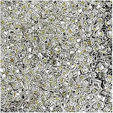 Vista 9 de Cuentas de semillas Rocailles PRECIOSA de 0.71 oz 8/0, con forro de cristal plateado Cristal plateado forrado (78102)